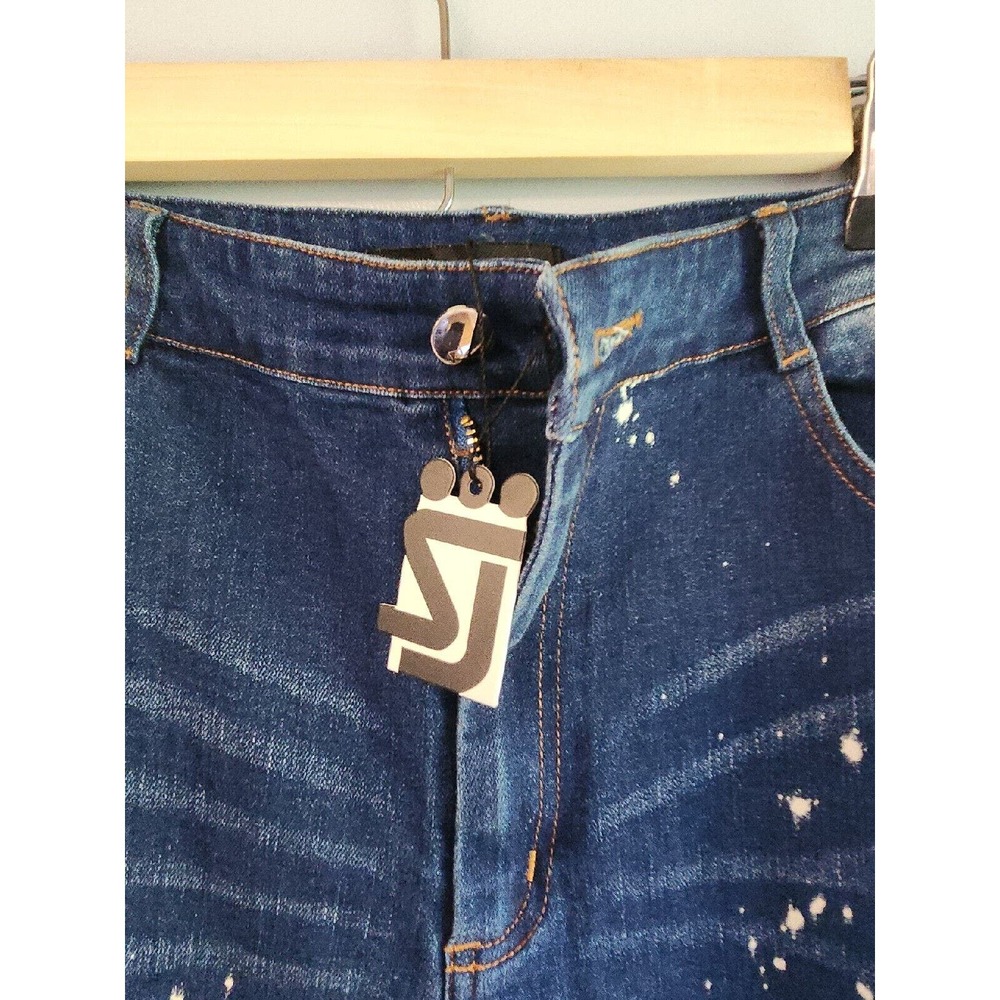NWT Shane Justin unisex jeans Distressed Bleach Splatter Dipped - Picture 2 of 6